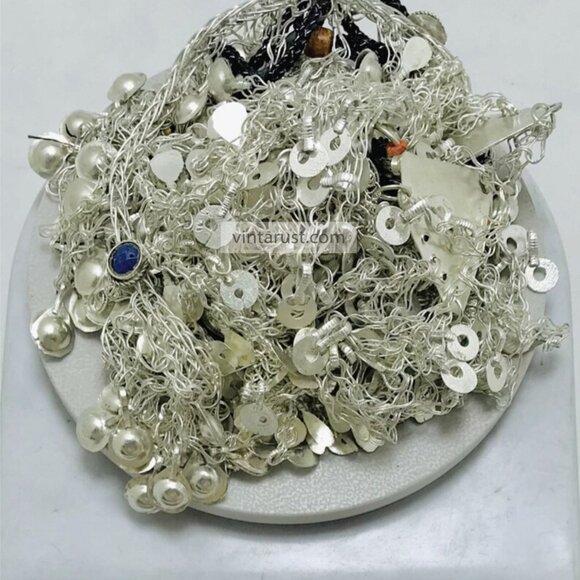 Exotic Kuchi Necklace, Multi Layered Antique Necklace, Unique Silver Necklace - Picture 8 of 9